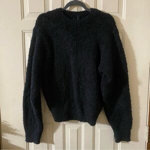Skims Cozy Knit Teddy Boyfriend Oversized Pullover Sweater XXS/XS Black Onyx